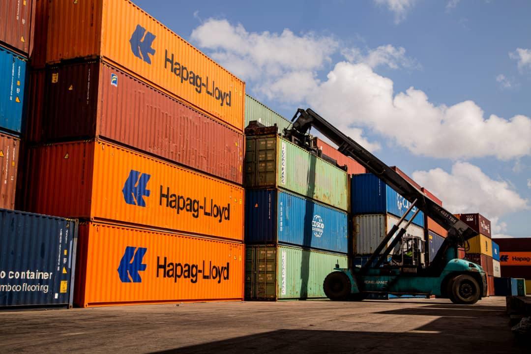 Rows of stacked shipping containers at NURAB ICD