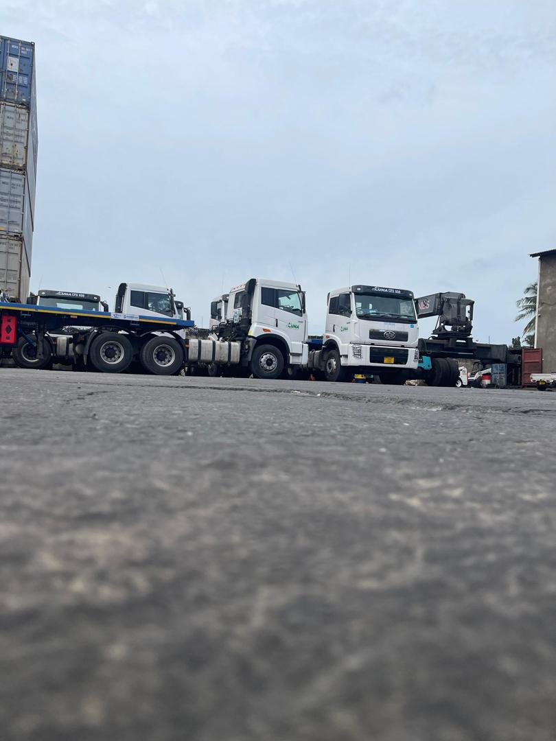 Truck-tractors parked at the NURAB ICD yard at dusk